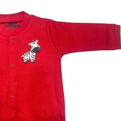 Baby Romper Set of 3 – 3-6 Months | Plain, Stripe & Cartoon Print (set of red)