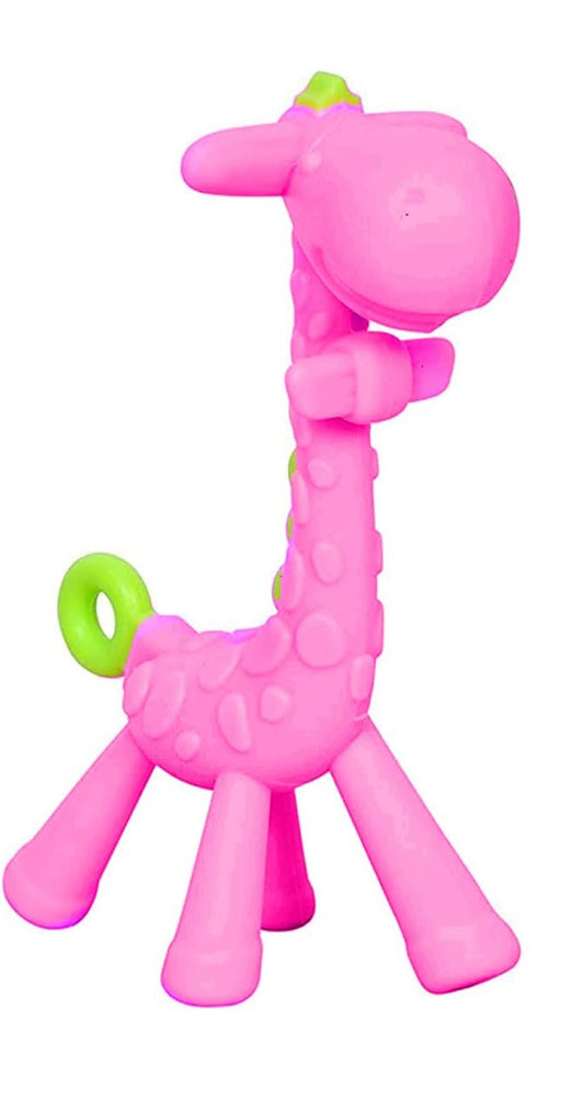 Baby Giraffe Teether Toy BPA-Free Silicone Textured Infant Teething Teether and Feeder (3-24 Months)