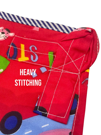Cartoon All Over Print Baby Khoya with Net – Affordable & Safe (Up to 1 Year) red