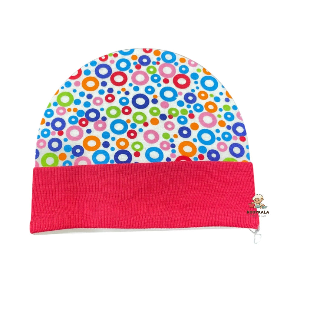 Supersoft Cotton Hosiery Caps for 6 to 12 Months Baby Boys and Baby Girls (all over print red)