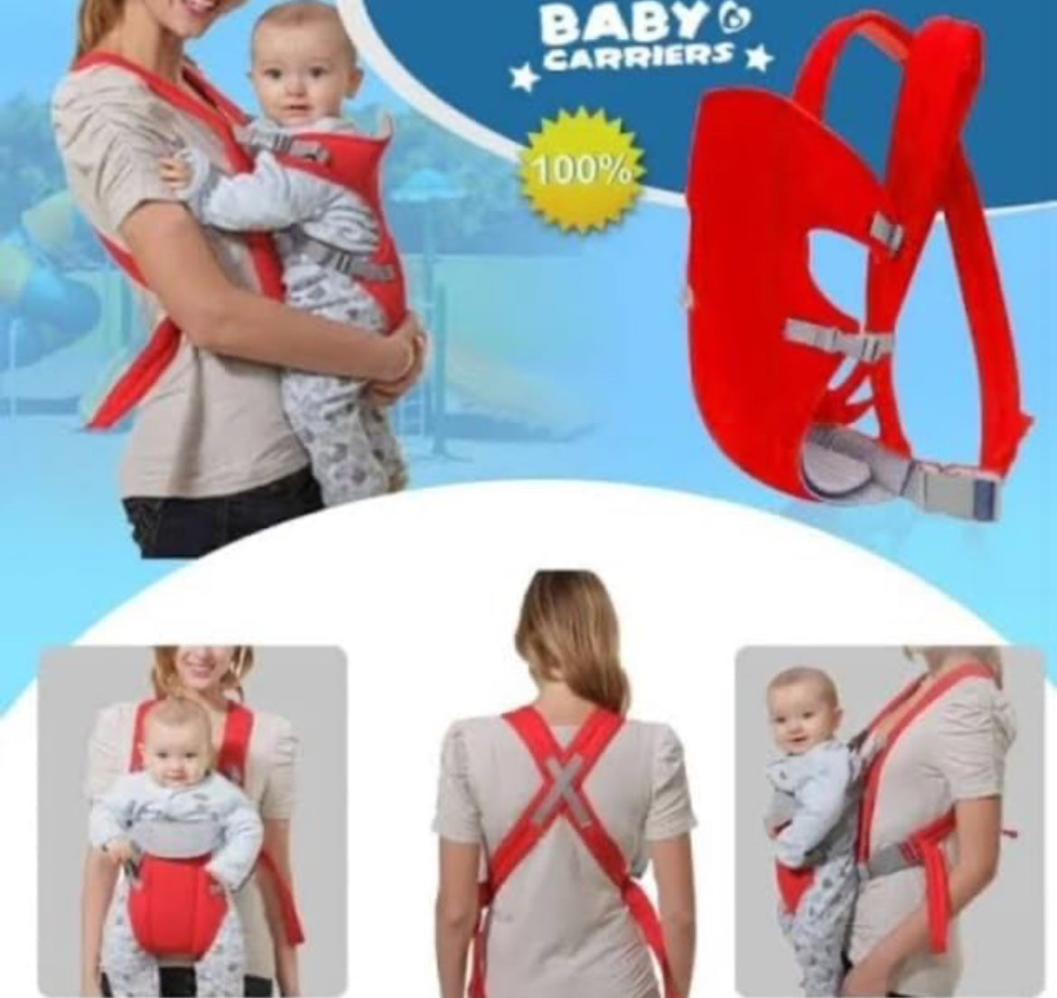 Baby Carrier Bag Adjustable with Comfortable Head Support & Buckle Straps(blue)