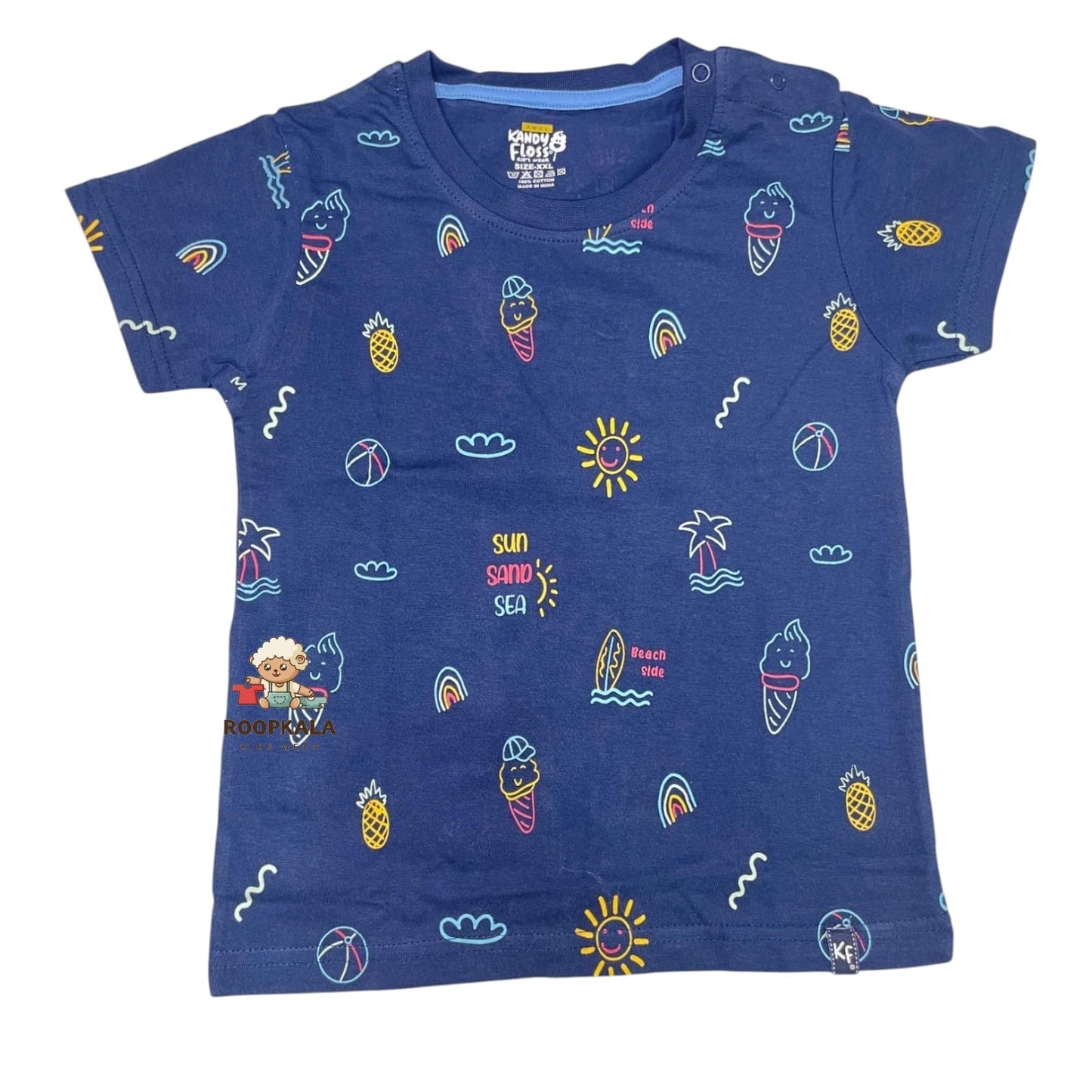 Kids Summer Cord Set with Side Button – T-Shirt & Shorts for Boys 2-3 Years XXL (blue)