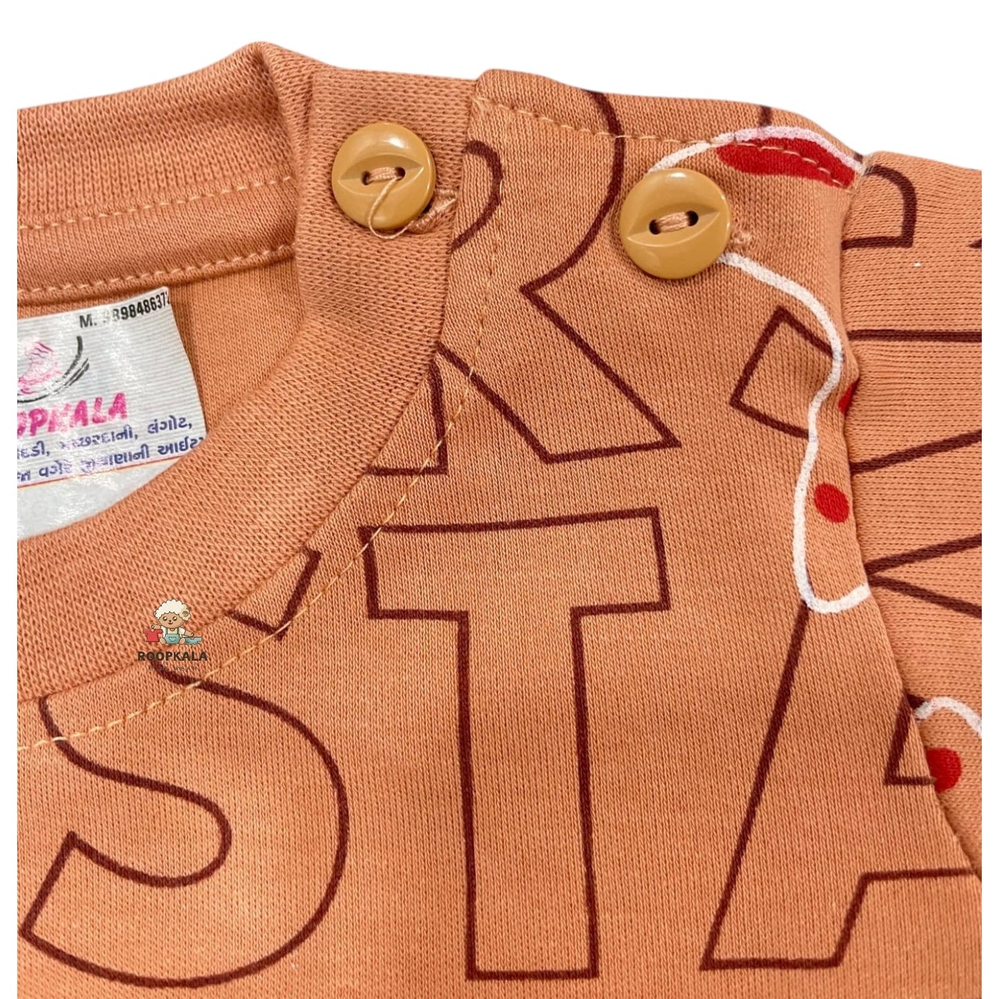 Baby Cotton Cord Set 0–6 Months – Soft & Stylish Printed Suit for Infants (orange)