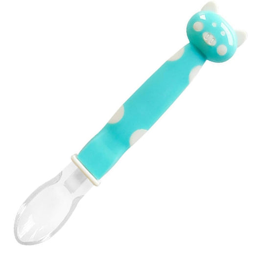 Soft Silicone Gel Tip Baby Infant Feeding Training Cartoon Animal Spoon (mix any colour ) Pack Of 1