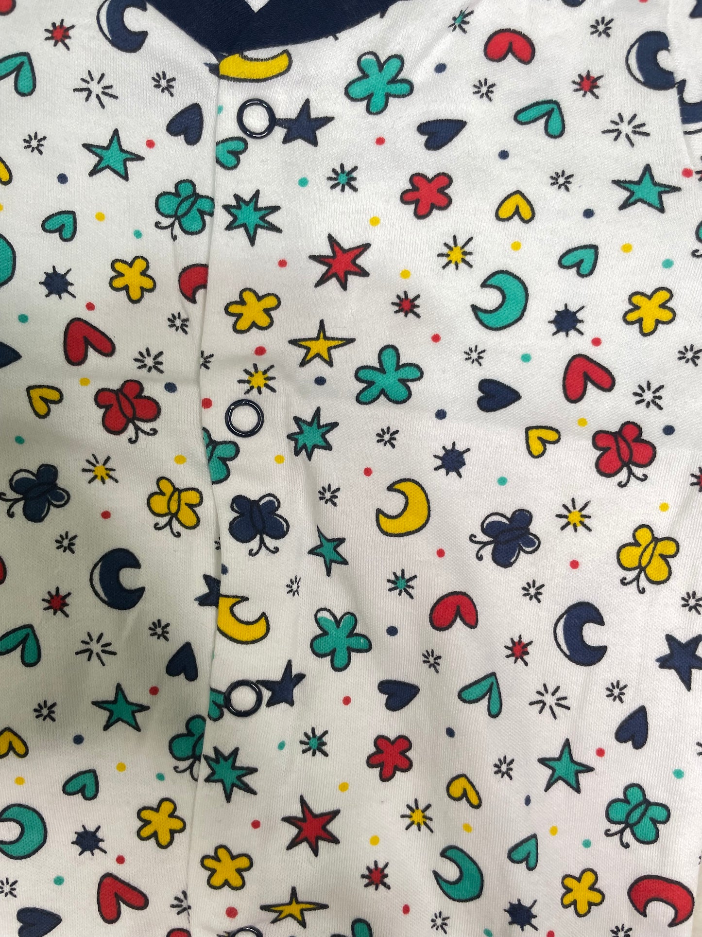 Baby Romper Set of 3 – 3-6 Months | Plain, Stripe & Cartoon Print (set of blue)