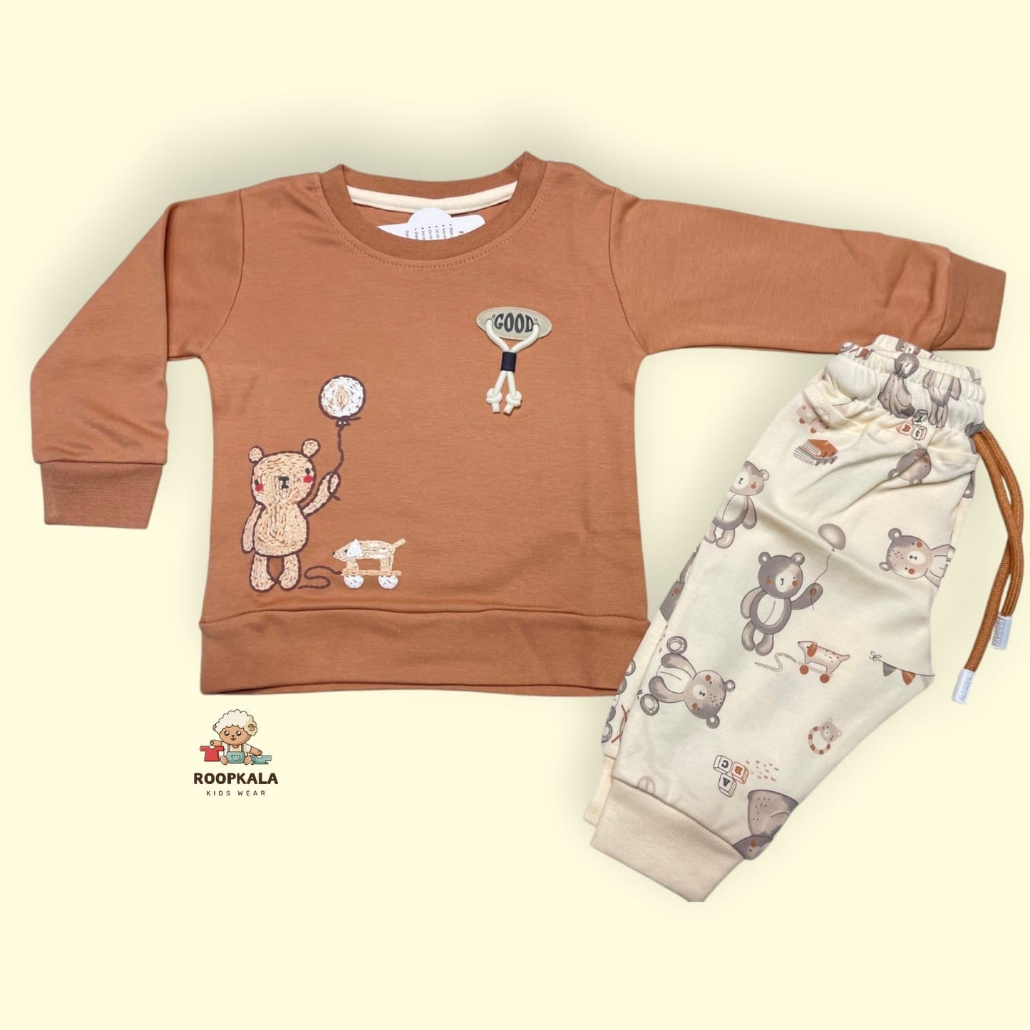 Premium Cotton Baby Suit with Full Sleeves – Soft & Comfortable Daily Wear (orange)