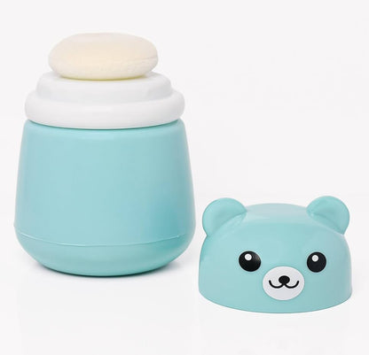 Baby Powder Puff | Baby Powder Puff With Box | Powder Puff With Box Holder Container | Powder Puff For Babies | Puff Powder Box (Panda-Blue),Pack Of 1