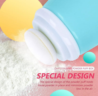 Baby Powder Puff | Baby Powder Puff With Box | Powder Puff With Box Holder Container | Powder Puff For Babies | Puff Powder Box (Panda-Blue),Pack Of 1