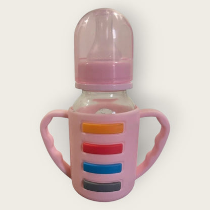 Premium 120 mL Glass Feeding Bottle for Babies | BPA-Free, Heat-Resistant, Anti-Colic Baby Milk Bottle(pink)