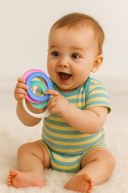 Gift set for baby rattle and teether set with toy 3 piece set