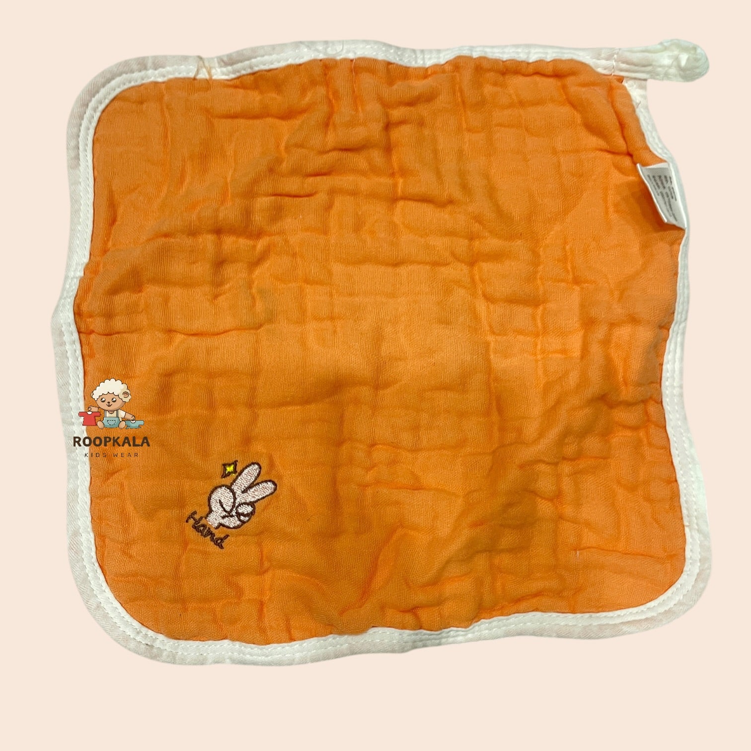 6 Layer Muslin Cotton Baby Hanky Set | Solid Colours with Cute Corner Embroidery | 25x25 cm | pack of 5 piece