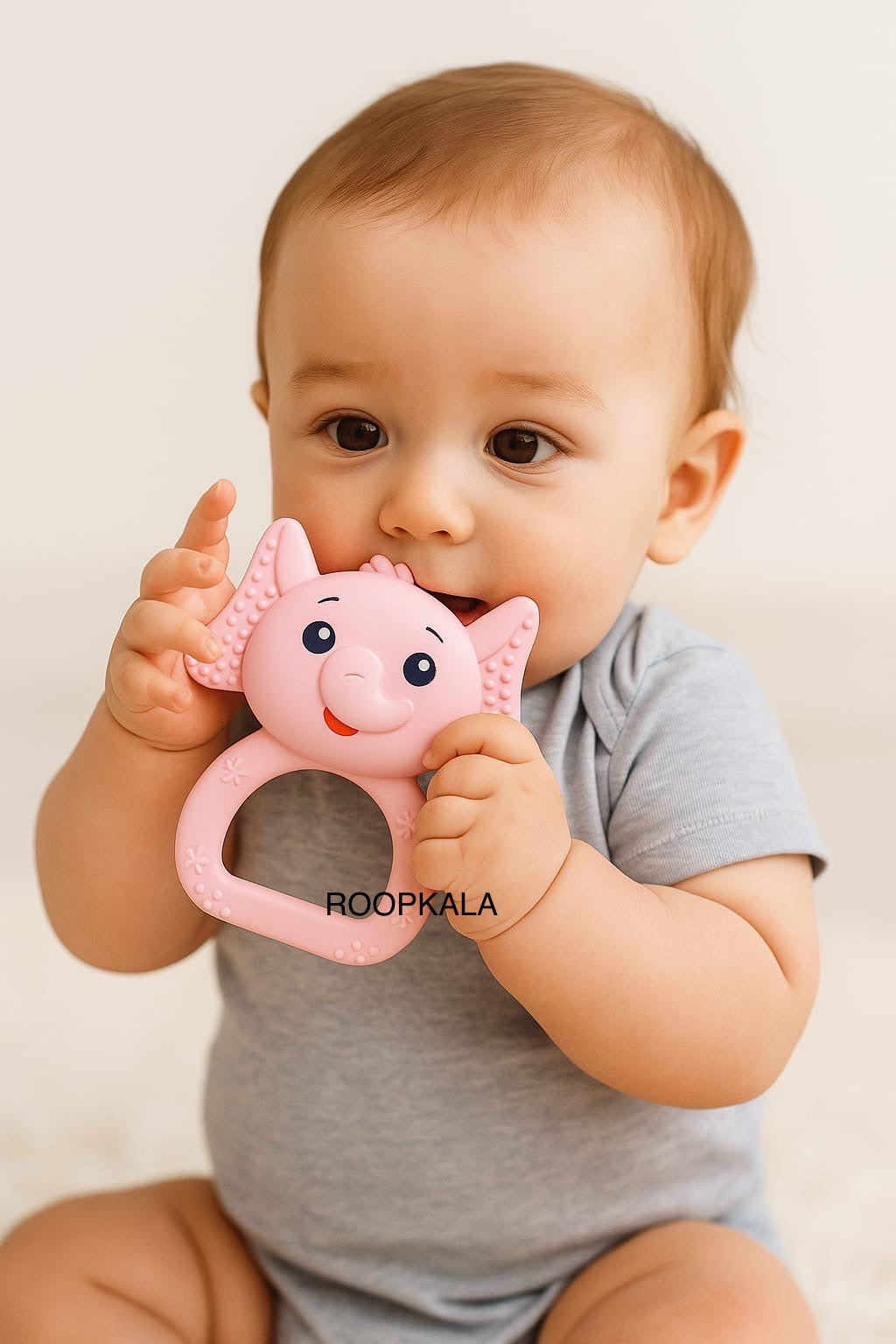 Elephant Silicon Teether Rattle – Soft & Safe