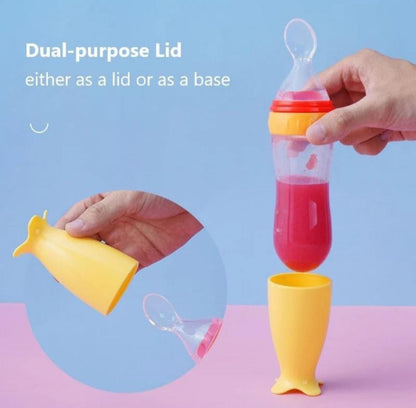 Baby Silicon Squeeze Spoon Feeder-90 ml (mix any colour)
