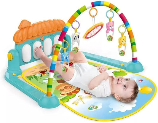 Baby Kids 3 in 1 Play Piano Gym Mat Rack Music Fitness Rack Rattle Toy Play Crawling Mat Early Educational Toy for 0-18 Months Babies (Baby Gym Piano) (3 in 1 (Multicolor))