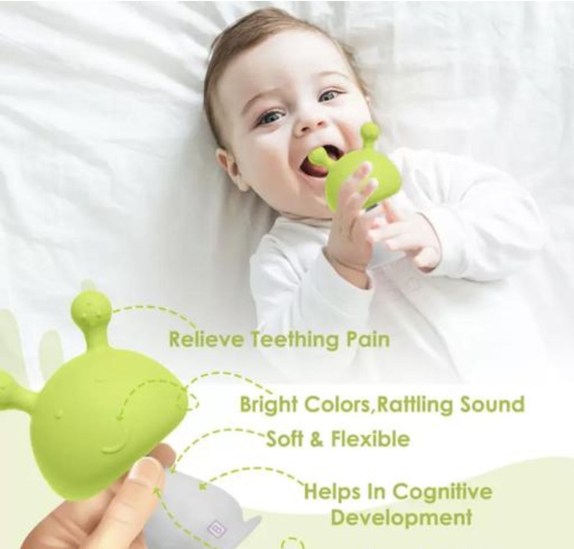 Baby Teether Toys Rattle Mushroom Shape, Baby Teether Silicone Teether (mix any colour)