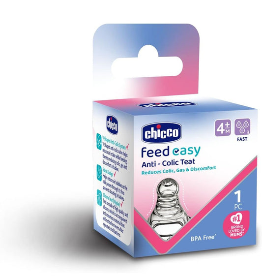 CHICCO Feed Easy Teat 4M+ Fast SIL 1PC India