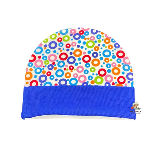 Supersoft Cotton Hosiery Caps for 6 to 12 Months Baby Boys and Baby Girls (all over print blue)