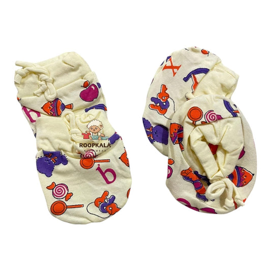 Soft Interlock Knit Baby Mitten & Booties Set – Gentle Thread Design, Perfect for 0-6 months yellow