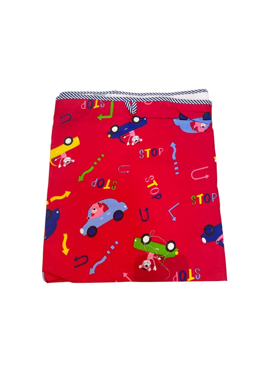 Cartoon All Over Print Baby Khoya with Net – Affordable & Safe (Up to 1 Year) red