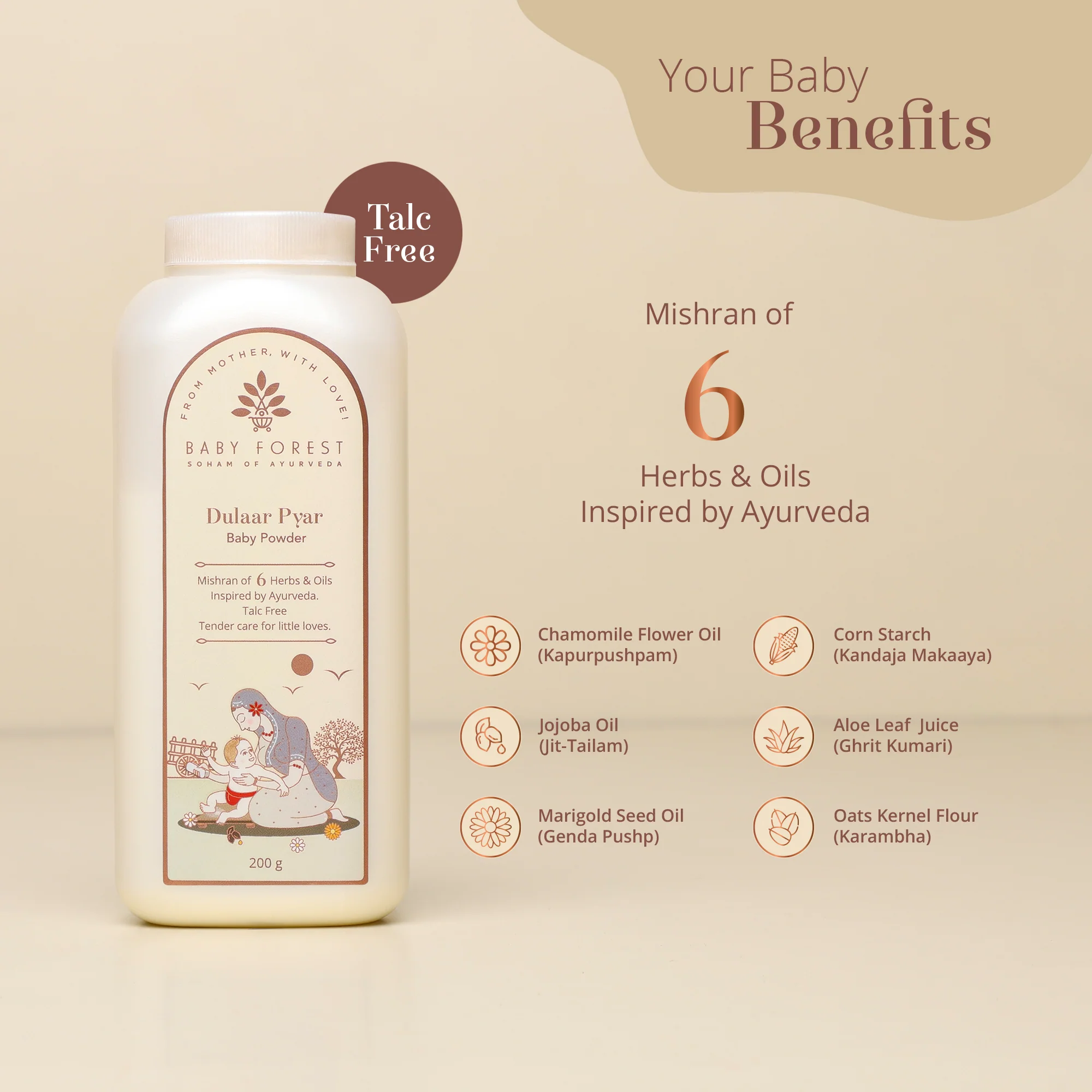 Baby forest Talc-Free Baby Powder Dulaar Pyar 200g