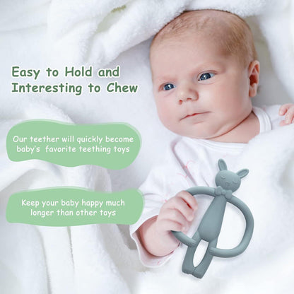 Soft Silicone Bunny Teether Toy for Babies – BPA Free, Easy Grip Teething Ring for Newborns & Infants (light purple)