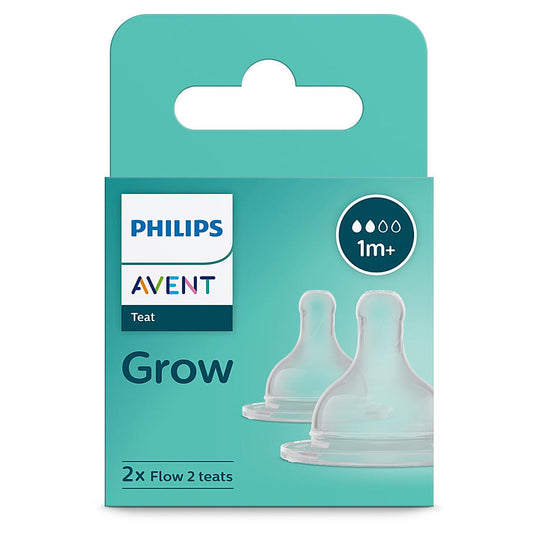 Avent- Grow Teat for Babies aged 1 month and above | Flow 2 | Pack of 2 | Anti Colic | BPA Free | Made in India | SCY096/01