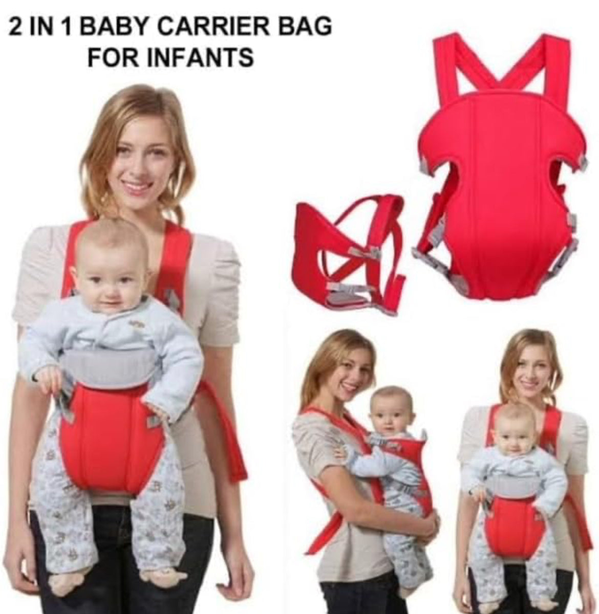 Baby Carrier Bag Adjustable with Comfortable Head Support & Buckle Straps(blue)