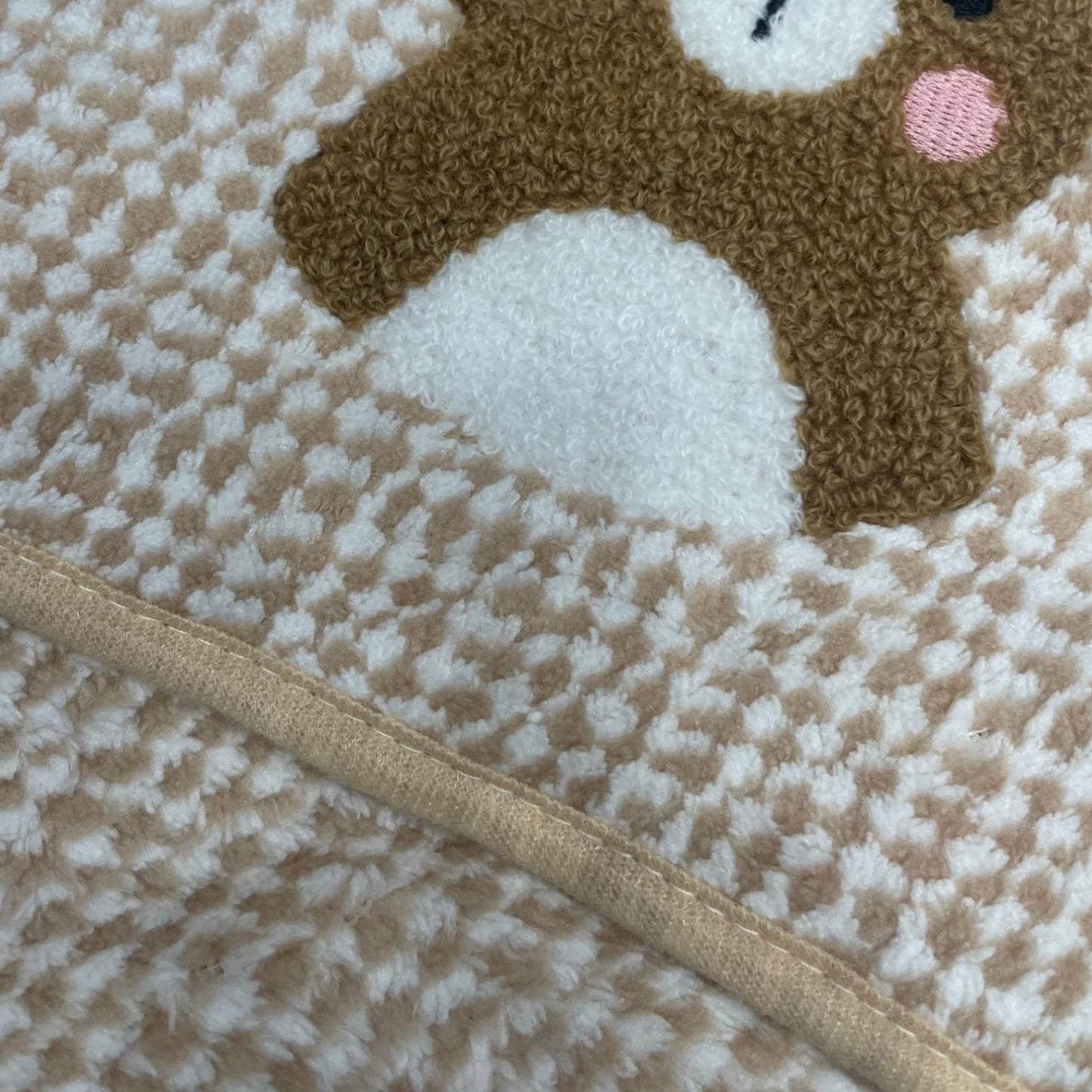 Soft Cotton Hooded Wrapper Cap Towel with Embroidery for Newborns (0–1 Year) – 33cm x 32cm (13in x 12.5in) (brown)