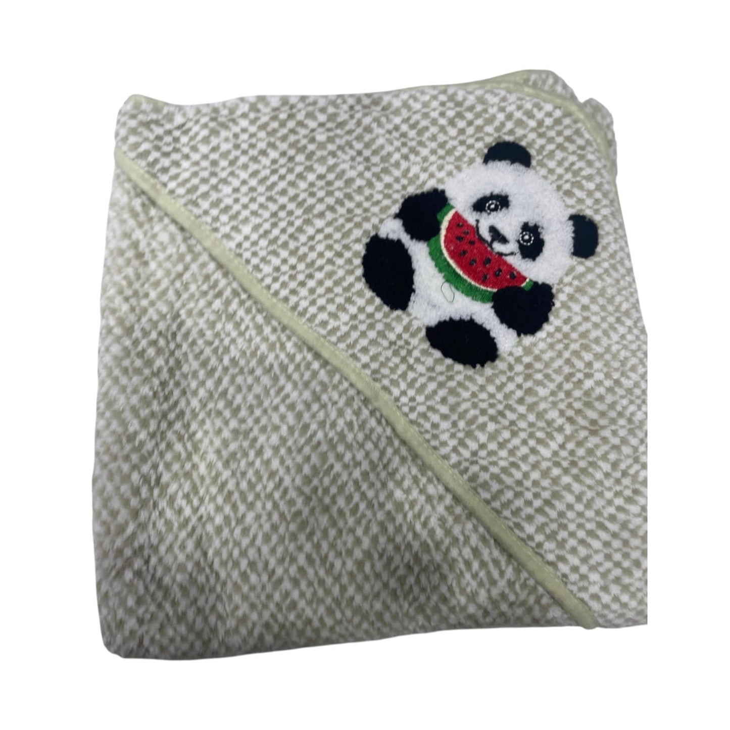 Soft Cotton Hooded Wrapper Cap Towel with Embroidery for Newborns (0–1 Year) – 33cm x 32cm (13in x 12.5in) (mahendi-green)