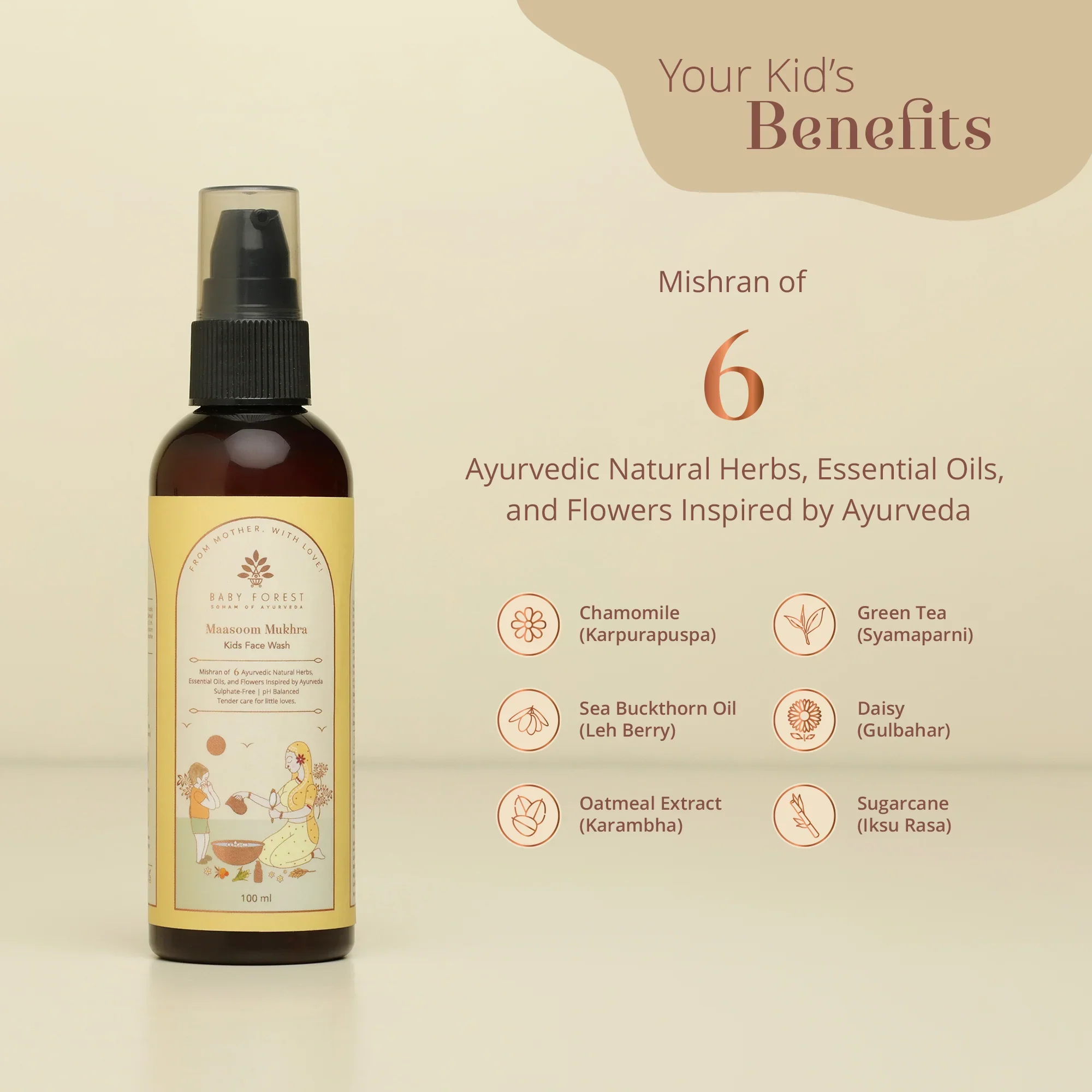 Baby forest Ayurvedic Kids Face Wash Maasoom Mukhra 100 ml