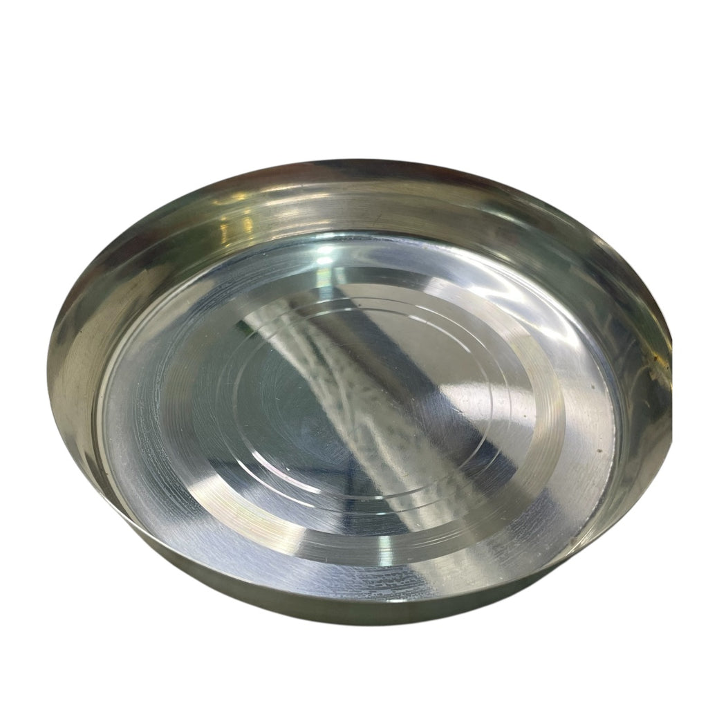 Pure Steel Traditional Dinner Set, 4 Pieces with Thali, 1 Bowls, Glass and Spoon