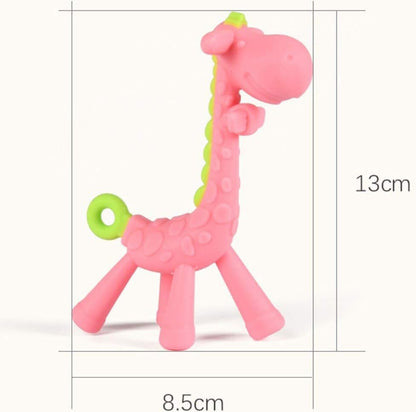 Baby Giraffe Teether Toy BPA-Free Silicone Textured Infant Teething Teether and Feeder (3-24 Months)