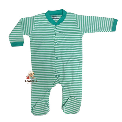 Baby Romper Set of 3 – 3-6 Months | Plain, Stripe & Cartoon Print (set of green-pista)