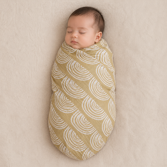 100% Muslin Baby Swaddle – Minimalist Design with Soft Pastel Colours