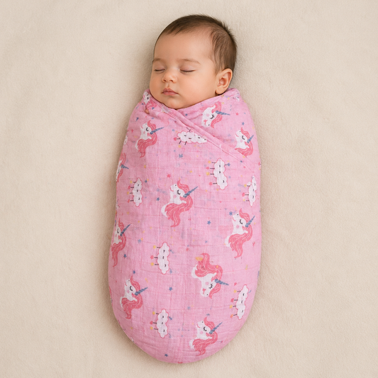 100% Muslin Baby Swaddle – Minimalist Design with Soft Pastel Colours