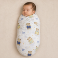 100% Muslin Baby Swaddle – White with Minimal Design (Soft & Breathable)