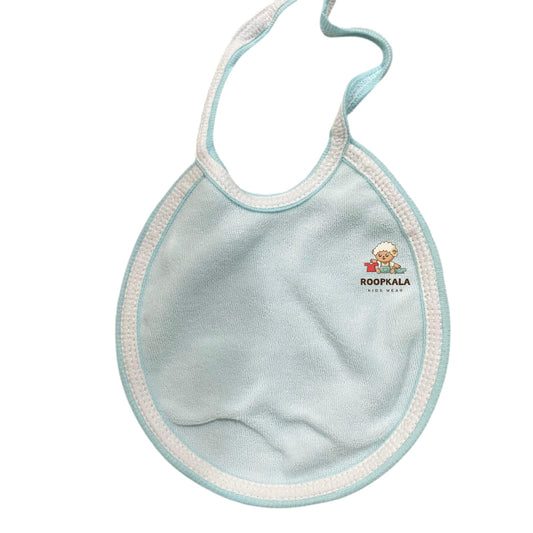 Soft Cotton Baby Bib | Plain Feeding Bib for Newborns & Infants | Lightweight & Washable (Pack of 1) blue