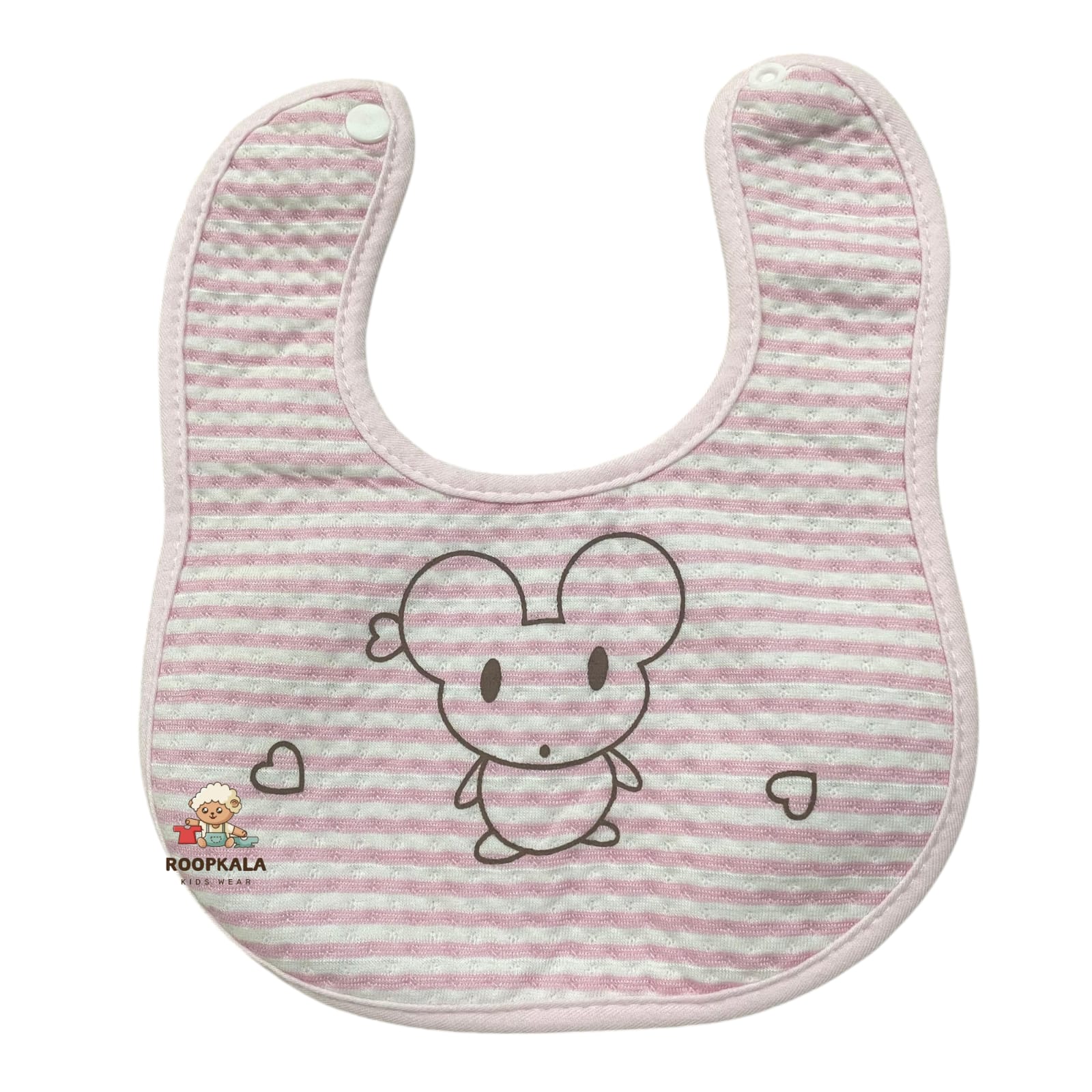 Cartoon Print Baby Bib | Soft Cotton Feeding Bib | Waterproof & Washable Bib for Newborns & Toddlers (Pack of 1) pink
