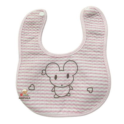 Cartoon Print Baby Bib | Soft Cotton Feeding Bib | Waterproof & Washable Bib for Newborns & Toddlers (Pack of 1) pink