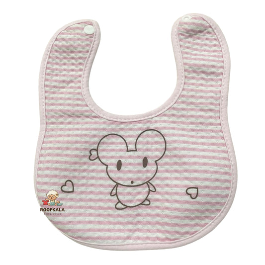 Cartoon Print Baby Bib | Soft Cotton Feeding Bib | Waterproof & Washable Bib for Newborns & Toddlers (Pack of 1) pink