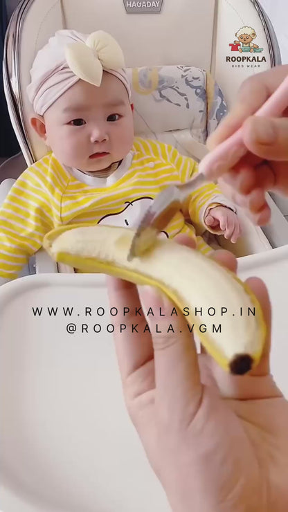 Double Head 2 in 1 Silicone Baby Soft Tip Spoon & Stainless Steel Fruit Scraper Spoon for Toddler | Multi-Use Bpa Free Fruit Scraping & Feeding Spoons with Travel Case